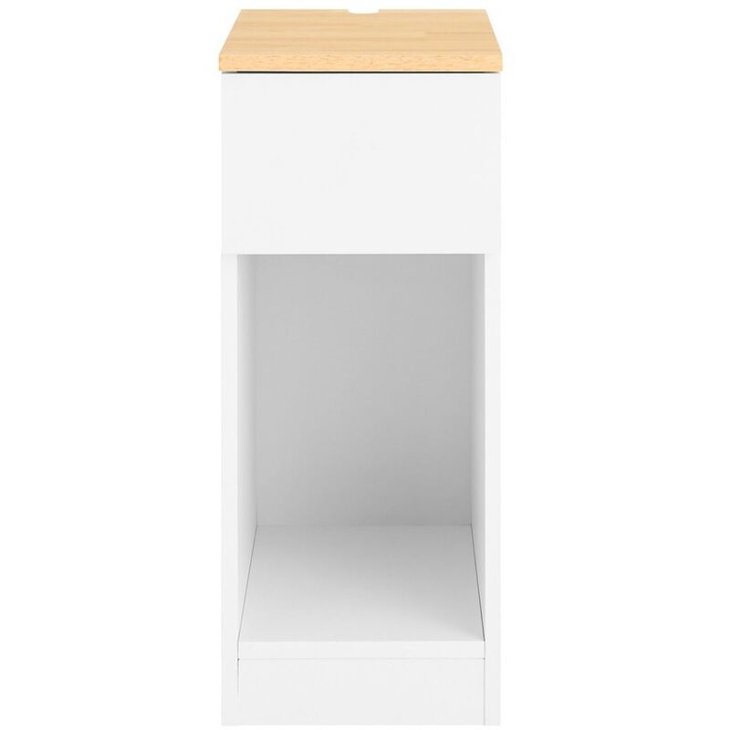 Table de Chevet Étroite avec Tiroir et Étagère en Blanc L25 x P40 x H60 cm FBT111-II-WN
