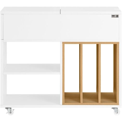SoBuy FBT134-W - Armadio per documenti, con 4 ruote, per ufficio, bianco, larghezza ca. 30 x 61 x 70 cm