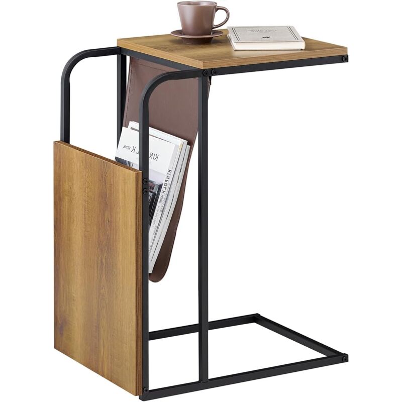 FBT140-PF Table d'Appoint Bout de Canapé en Forme c Table Basse à thé Meuble de Salon Vintage, Structure en métal - Sobuy