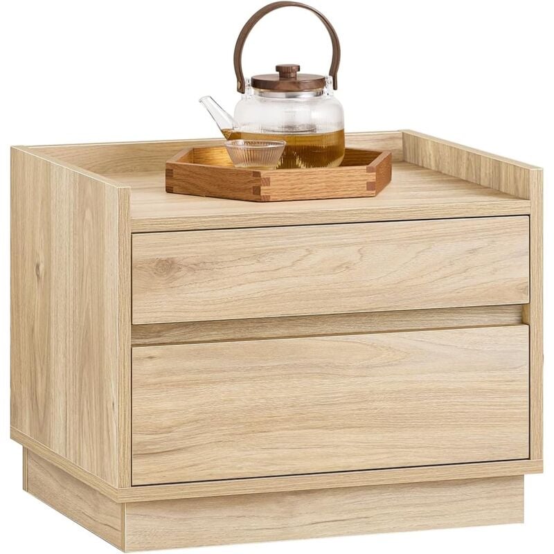 SoBuy FBT153-N Table de Chevet Bout de Canapé Table de Nuit Table d'Appoint Table Basse avec 2 Tiroirs pour Salon, Chambre ou Bureau, 50x40x40 cm,