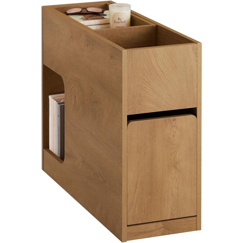Sobuy - FBT158-N Bout de Canapé Table d'Appoint avec 1 Plateau Amovible, 1 Tiroir Coulissant et 1 Compartiment Ouvert pour Salon, Chambre ou Bureau,