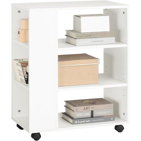 SoBuy FBT68-W Druckertisch mit 7 Ablagen Rollcontainer Bürowagen Beistellwagen Aktenwagen weiß BHT ca: 60x75x35cm