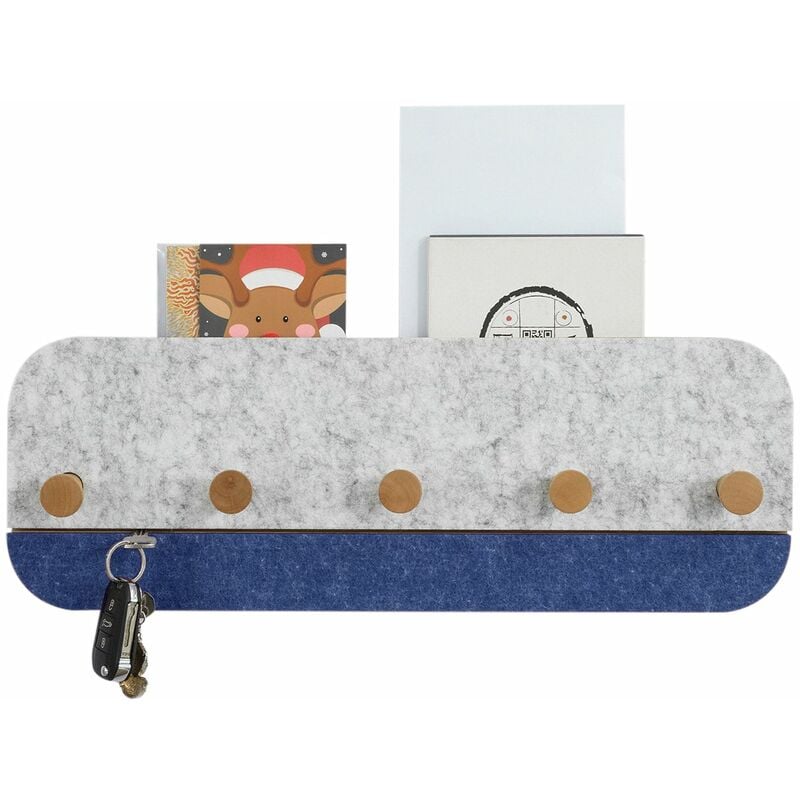 

FHK16-B Perchero de Pared con Ganchos bambú,Estante de Pared con 5 Ganchos L55cm ES - Sobuy