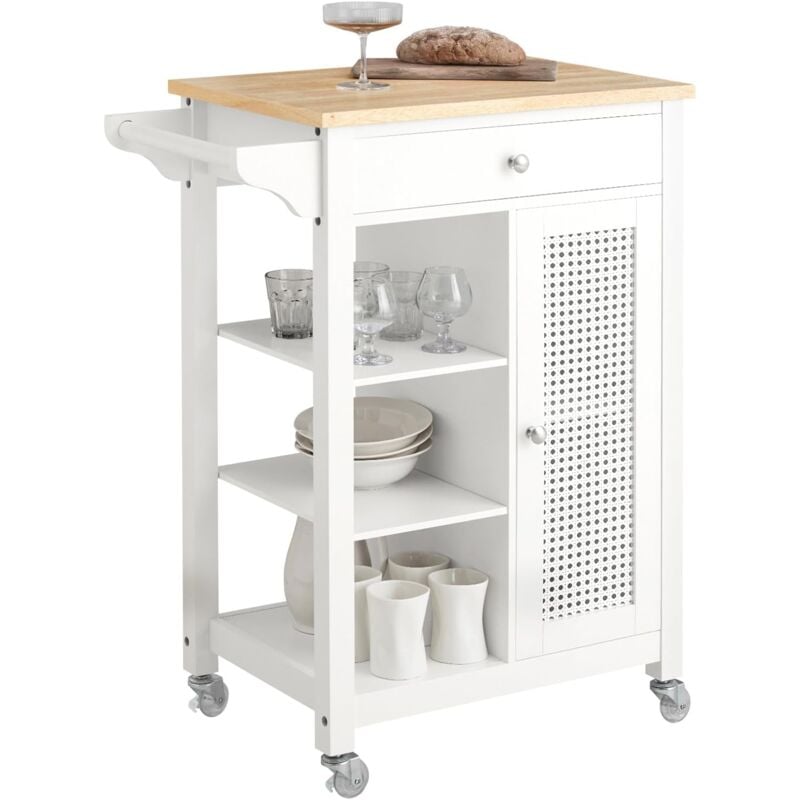 Sobuy - FKW46-II-WN Desserte roulante Chariot de Service Chariot de Cuisine Meuble de Rangement avec Aspect Grillagé