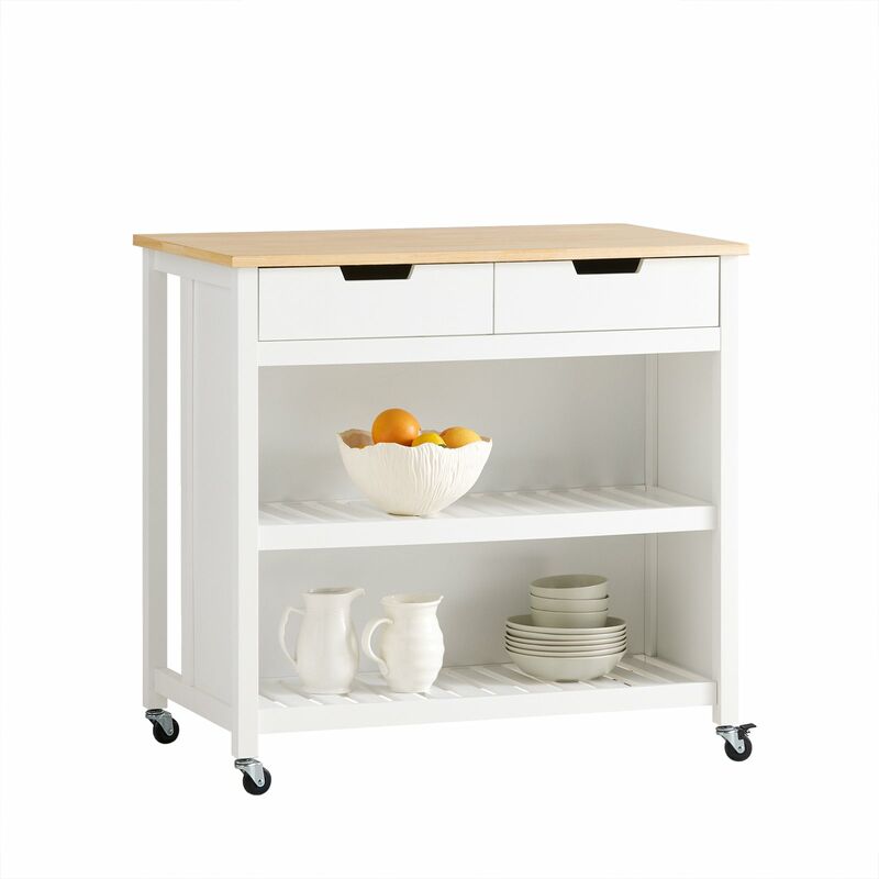 

FKW74-WN,Carrito de Cocina con 2 cajones y 2 estantes,con Tablero Extensible,L100 x P60 x H94cm,ES - Sobuy