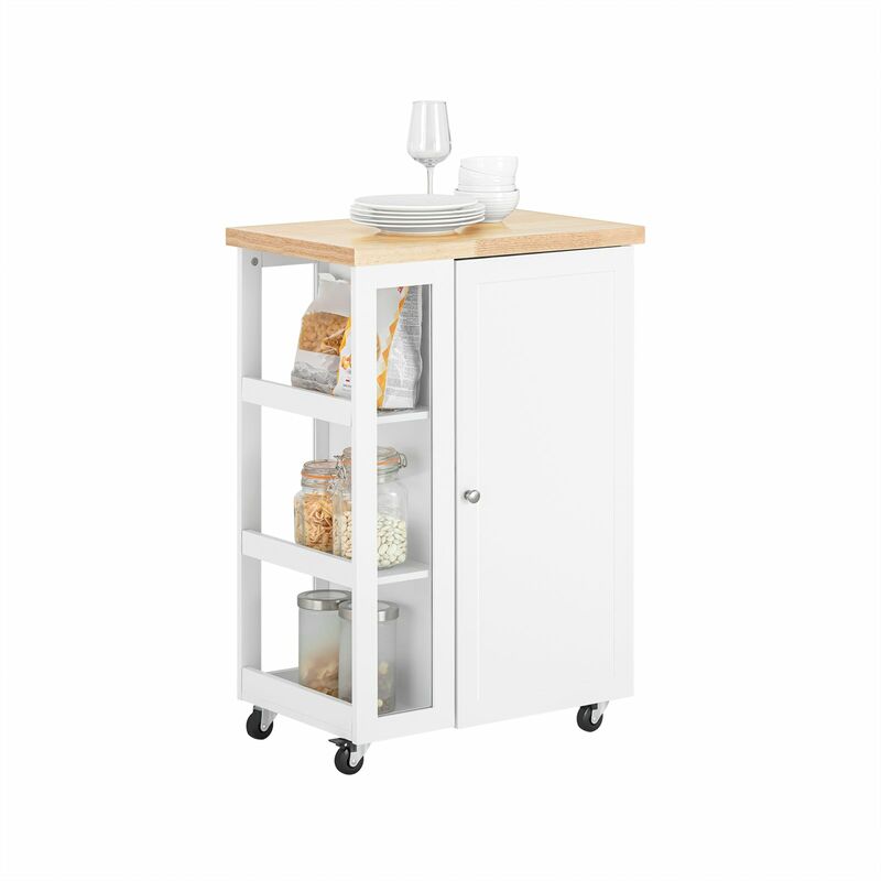 

FKW75-WN,Carrito Auxiliar de Cocina con Tres estantes y una Puerta,L60 x P40 x H90 cm,Color Blanco,ES - Sobuy