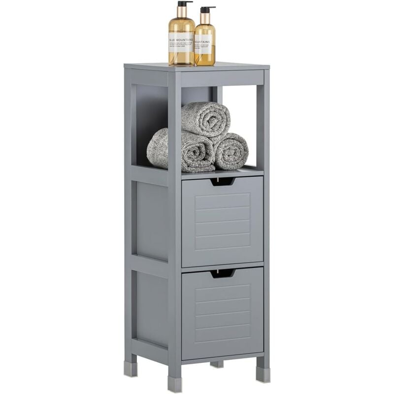 Floor Standing Bathroom Storage Cabinet Unit with 1 Shelf and 2 Drawers,FRG127-SG - Sobuy