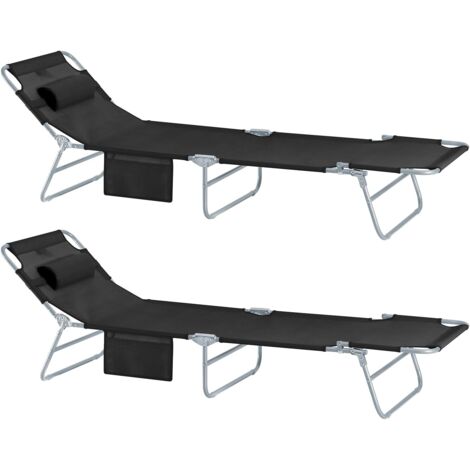 SoBuy Folding Camping Ourtdoor Short Breaks Chair Bed Black,OGS35-SCHx2