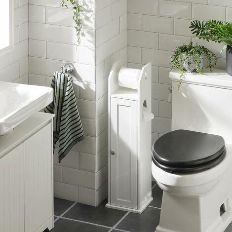 Sobuy Free Standing Wood Bathroom Cabinet Toilet Paper Roll Holder