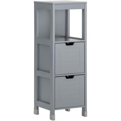 SoBuy FRG127-SG Badkommode Badschrank mit Fußpolster Kommode Badezimmer dunkelgrau BHT ca.: 30x90x30cm