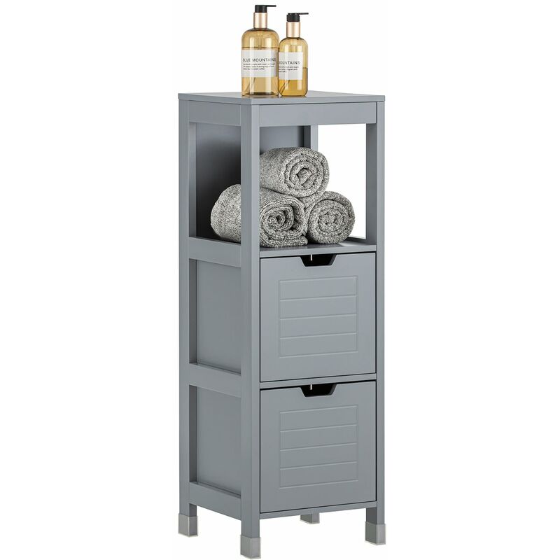 

FRG127-SG Mueble Columna de baño Armario para baño-1 estantes y 2 Cajones ES (Gris Oscuro) - Sobuy