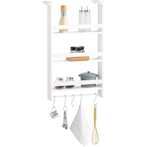 SoBuy FRG150-W Hängeregal für Kühlschrank mit 5 Haken Türregal Küchenregal Gewürzregale mit 3 Ablagen, BHT ca.: 44,5x73,5x20cm