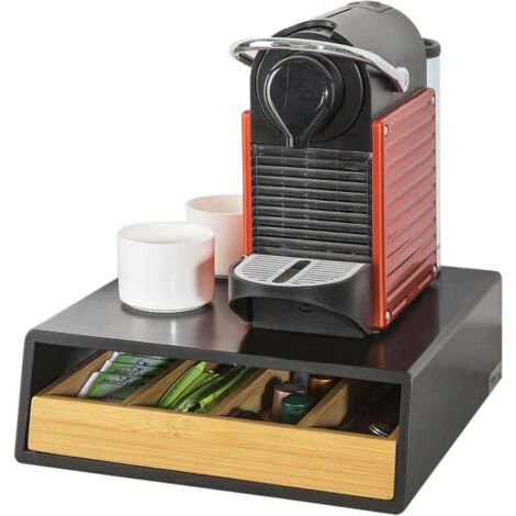 Sobuy – FRG280SCH Boîte de rangement à tiroir pour capsules de café et thé – Bois MDF et bambou écologique – Installation sous machine à café