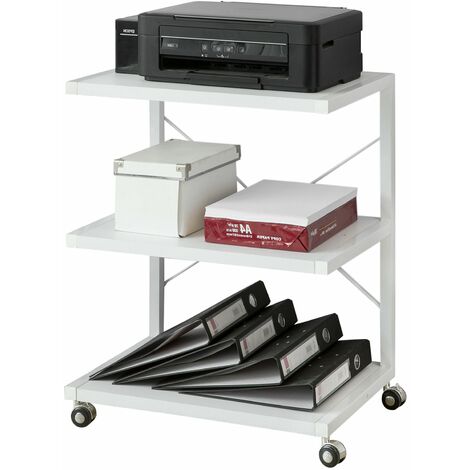 SoBuy Drucker-Rolltisch mit 3 Ablagefächern, Beistelltisch,FRG81-W
