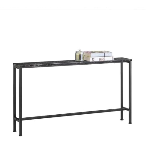 SOBUY FSB19-SCH Vintage Konsolentisch Metall Flurtisch Dekotisch Sideboard Beistelltisch BHT ca. 120x65x20cm Marmor Optik & Schwarz