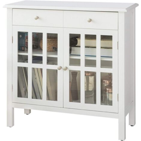 SoBuy FSB23-W Küchenschrank mit Schublade und 2 Türen Kommode Sideboard mit verstellbare Regalebene Flurschrank Beistellschrank weiß BHT ca.: 80x80x34cm