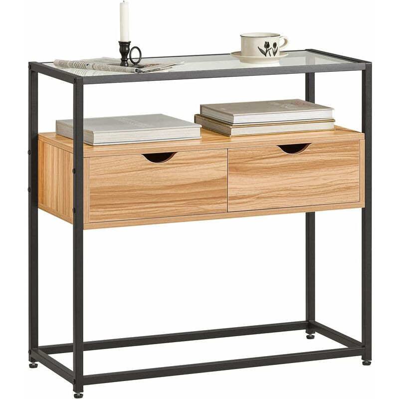 Sobuy - FSB54-N Table Console, Table d'Entrée, Meuble d'Entrée, Bout de Canapé, Table Décorative, Buffet, Table d'Appoint avec 2 Tiroirs, Surface en
