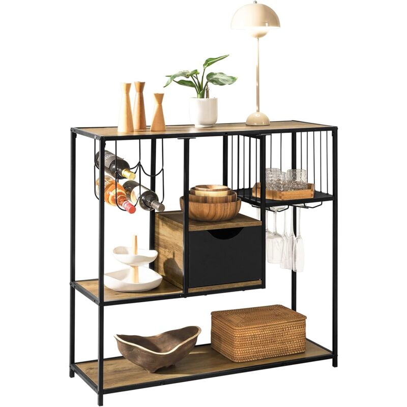 Sobuy - FSB56-F Table Console Table d'Entrée Bout de Canapé Table d'Appoint Buffet avec 3 Etagères de Rangement