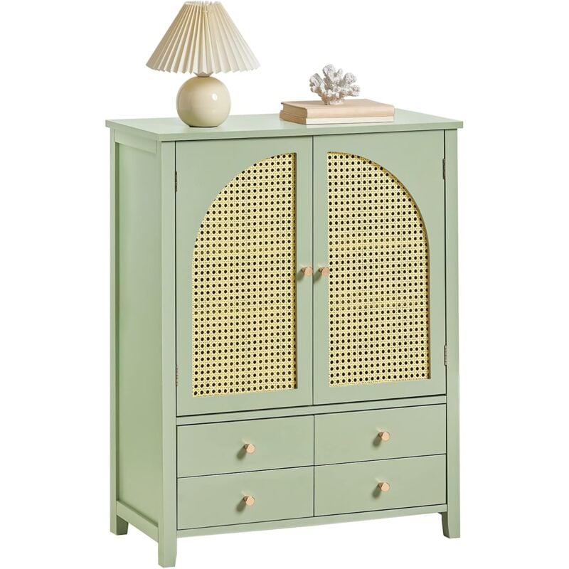 Sobuy - FSB72-GR Meuble d'Entrée, Meuble de Rangement, Armoire à Chaussures, Armoire Latérale, Buffet, Commode à Chaussures avec 4 Tiroirs et 2