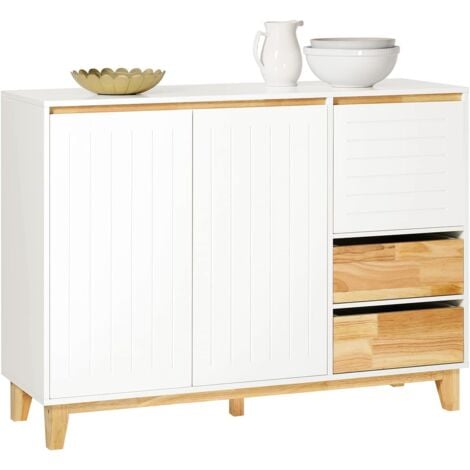 SoBuy FSB75-WN Sideboard Küchenschrank Kommode Schrank Flurschrank Buffet Schuhschrank Küchekommode Aufbewahrungsschrank TV-Schrank Weiß-Natur BHT ca.: 120x90x40cm