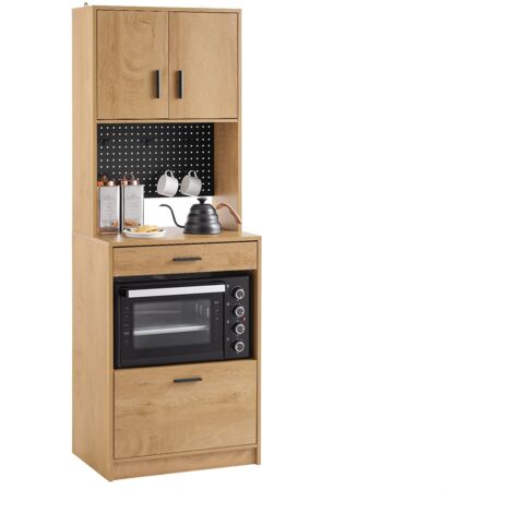 SoBuy FSB98-N Aparador de Cocina con 2 Puertas, 2 cajones, 1 Compartimento y 1 Panel Perforado, 60 x 40 x 170 cm