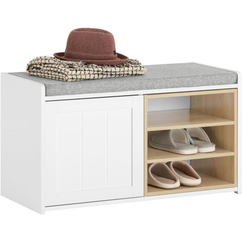 FSR109-WN Banc à Chaussures Meuble Chaussures Commode à Chaussures Meuble d'entrée avec Coussin Rembourré et Etagère Amovible - Sobuy