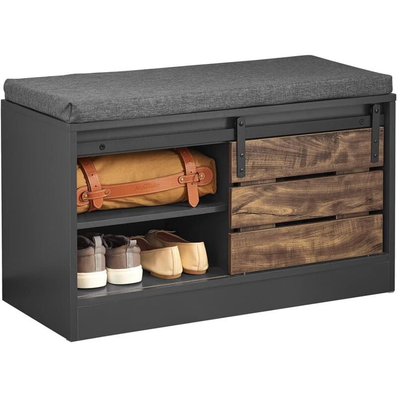 Sobuy - FSR120-HG Banc à chaussures avec porte coulissante