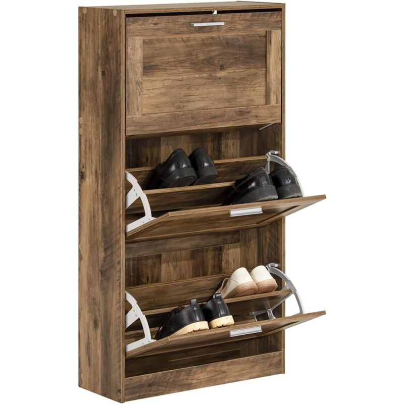 SoBuy FSR137-L-F Meuble à Chaussures Armoire à Chaussures Commode à Chaussures Meuble d'entrée, Meuble de Rangement à Chaussures avec 3 Abattants