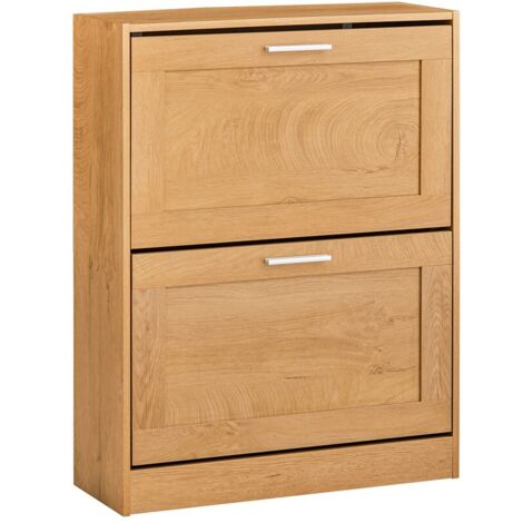 SoBuy FSR137-N Schuhkipper Schuhablage Schuhschrank mit 2 Klappen Schuhregal schmal Schuhkommode BHT ca.: 60x79x23cm