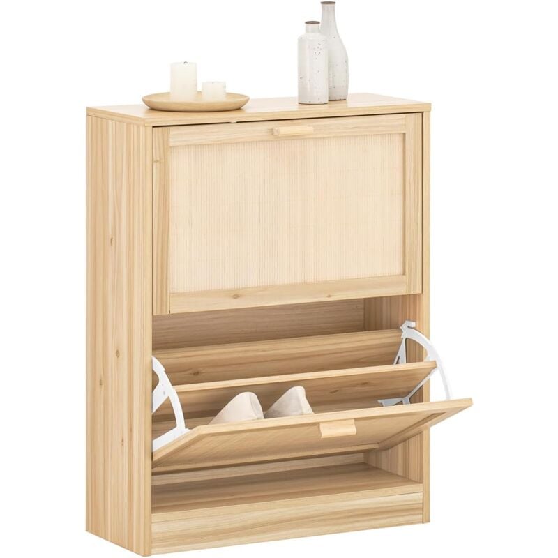 Sobuy - FSR160-N Armoire à Chaussures 2 Abattants, Commode à Chaussures, Étagère à Chaussures, Meuble de Rangement à Chaussures avec 2 Portes, Meuble