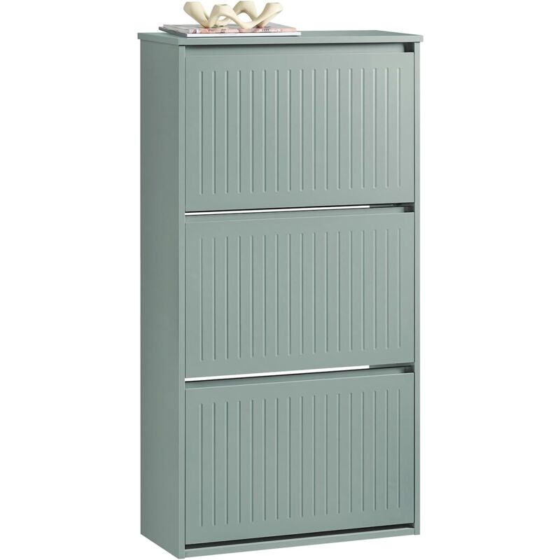 Sobuy - FSR165-H-HG Meuble à Chaussures Meuble d'entrée Meuble de Rangement à Chaussures avec 3 Abattants pour Petite Entrée Couloir, Gris