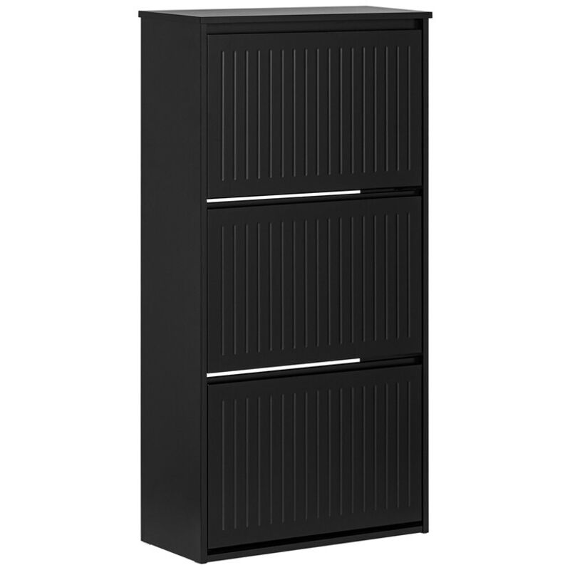 Sobuy Fsr165-h-sch Schuhkipper Mit 3 Klappen Schuhablage Schuhschrank Schmal Schuhregal Mit 6 Ablageflächen Schuhkommode Schwarz Bht Ca. 61x120x26cm