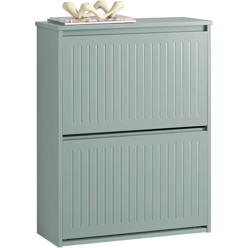 Sobuy - FSR165-K-HG Meuble à Chaussures Meuble d'entrée Meuble de Rangement à Chaussures avec 2 Abattants pour Petite Entrée Couloir, Gris