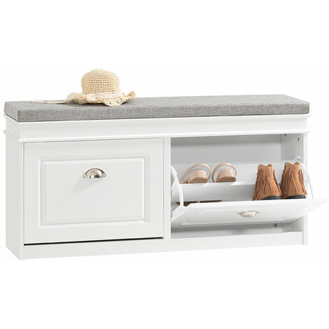 SoBuy FSR64-W Zapatero Banco con 2 cajones,Banco con almacenaje,L104 x P24 x H52cm,ES