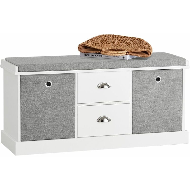 

FSR66-HG Zapatero Banco con 2 cajones y 2 cestas,Banco con almacenaje,L100 x P35 x H50cm,ES - Sobuy