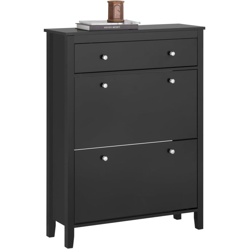 SoBuy FSR89-SCH Armoire à Chaussures Meuble de Rangement à Chaussures 2 abattants Meuble d'entrée Coffre Rangement