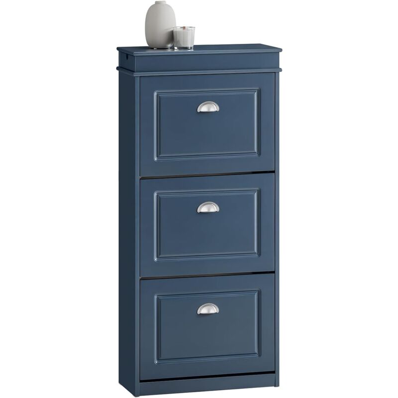 FSR94-B Meuble Chaussure, Rangement Chaussure, Meuble d'Entrée, Meuble de Rangement à Chaussures Armoire, Commode à Chaussures avec 3 Abattants, 1