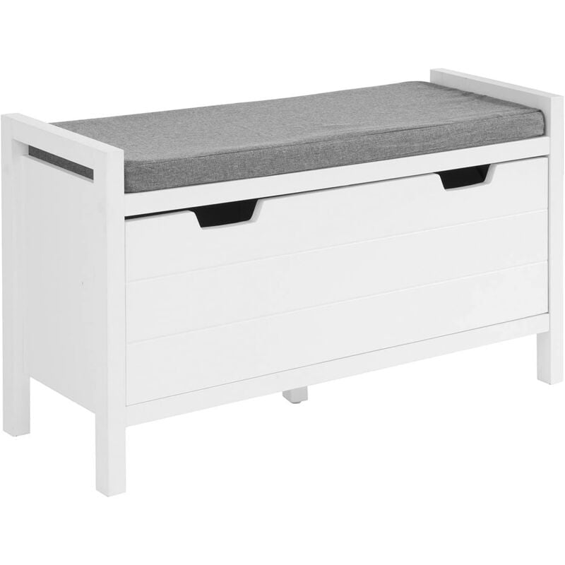 SoBuy FSR97-W Banc à Chaussures Meuble Entrée Meuble Chaussures Commode à Chaussures avec Coussin Rembourré et 1 Abattant