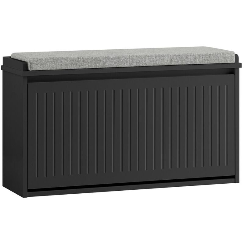 Sobuy Schwarz Banco Zapatero Grande Con 1 Solapa Armario Multifuncional Para Entrada De Asiento Negro 80 X 26 X 45 Cm Fsr98-L-Sch Es