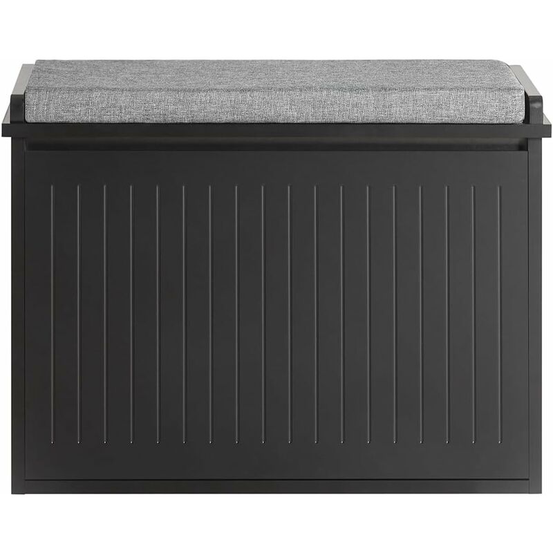 FSR98-SCH Banc à Chaussures Meuble à Chaussures avec Assise Coussin Rembourré et Abattant Banc de Rangement à Chaussures Noir - Sobuy