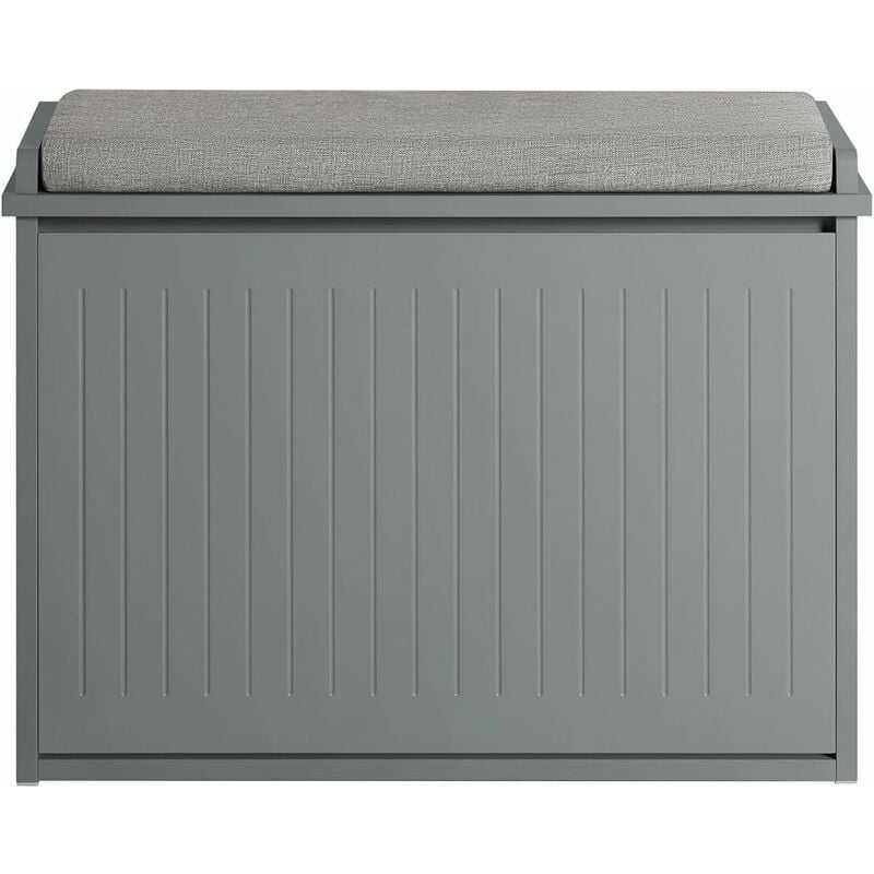FSR98-HG Banc à Chaussures Meuble à Chaussures avec Assise Coussin Rembourré et Abattant Banc de Rangement à Chaussures Gris - Sobuy