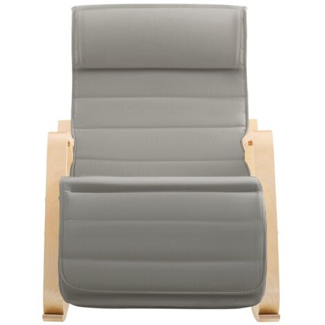SoBuy FST16-DG Neu-Schaukelstuhl 5-Fach verstellbares Fussteil Schwingsessel Relaxsessel Belastbarkeit 150kg Birkenholz dunkelgrau