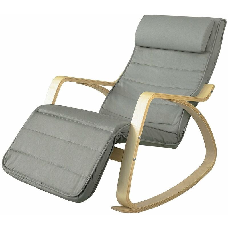 Sillón de Relax, Silla de Relax, Mecedora-Reposapiés Ajustable,Gris FST16-DG Sobuy es