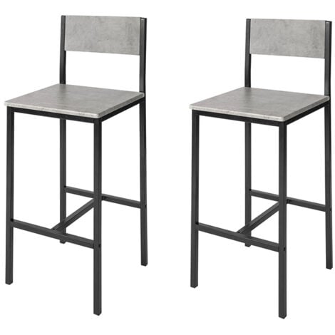 SoBuy FST53-HGx2,Set of 2 Bar Stools with Backs,Grey Tops