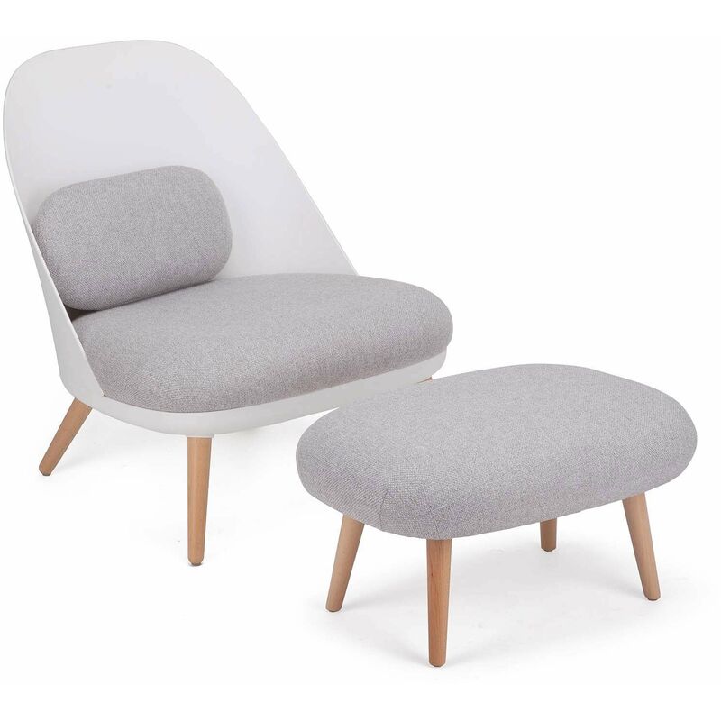 

FST63-HG,Sillón con Taburete Reposapiés con Patas de Haya ES - Sobuy