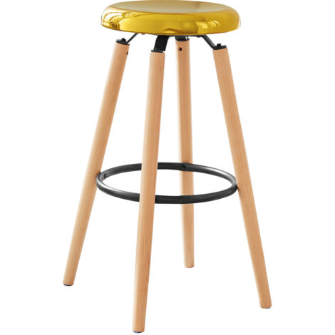 SoBuy FST89-G Tabouret de Bar Design avec Repose-Pieds Chaise de Bar Tabouret de Comptoir Chaise Haute de Cuisine Pieds en Hêtre, Doré