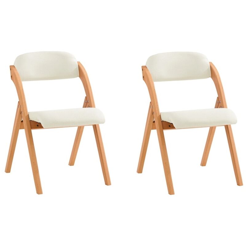 SoBuy Chaise Salle à Manger Lot de 2 Pliante Bois Rembourrée Ergonomique - Chaise de Cuisine et de Bureau Compacte pour Salle à Manger ou Salon, pour Petits Espaces Blanc FST92-Wx2