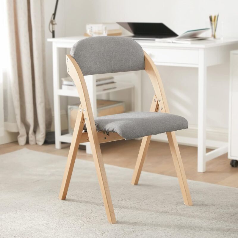 FST92-N Chaise Pliante en Bois avec Assise et Dossier Rembourrés Fauteuil Chaise pour Cuisine, Bureau, etc. - Sobuy