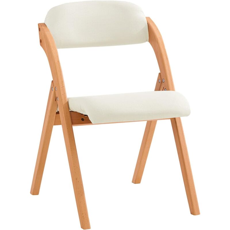 FST92-W Chaise Pliante en Bois avec Assise et Dossier Rembourrés Fauteuil Chaise pour Cuisine, Bureau - Sobuy