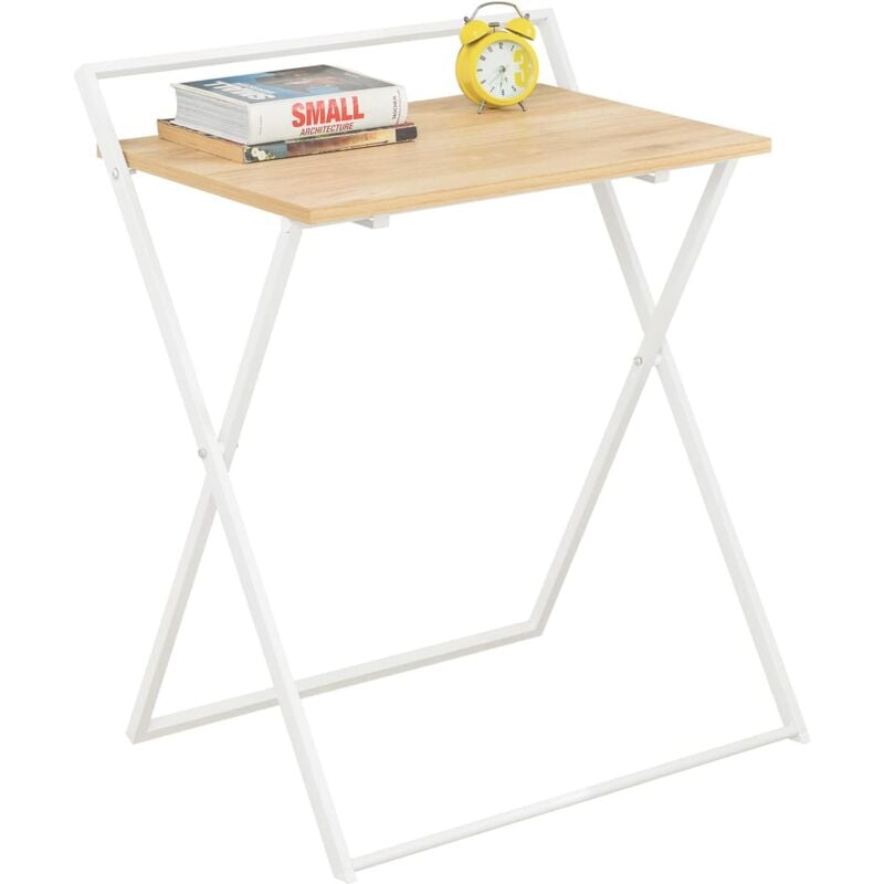 Sobuy - FWT88-WN Bureau Pliant pour Petits Espaces, Bureau d'Ordinateur Table d'Etude Bureau Portable à Domicile, Salon, Chambre, Aucun Assemblage